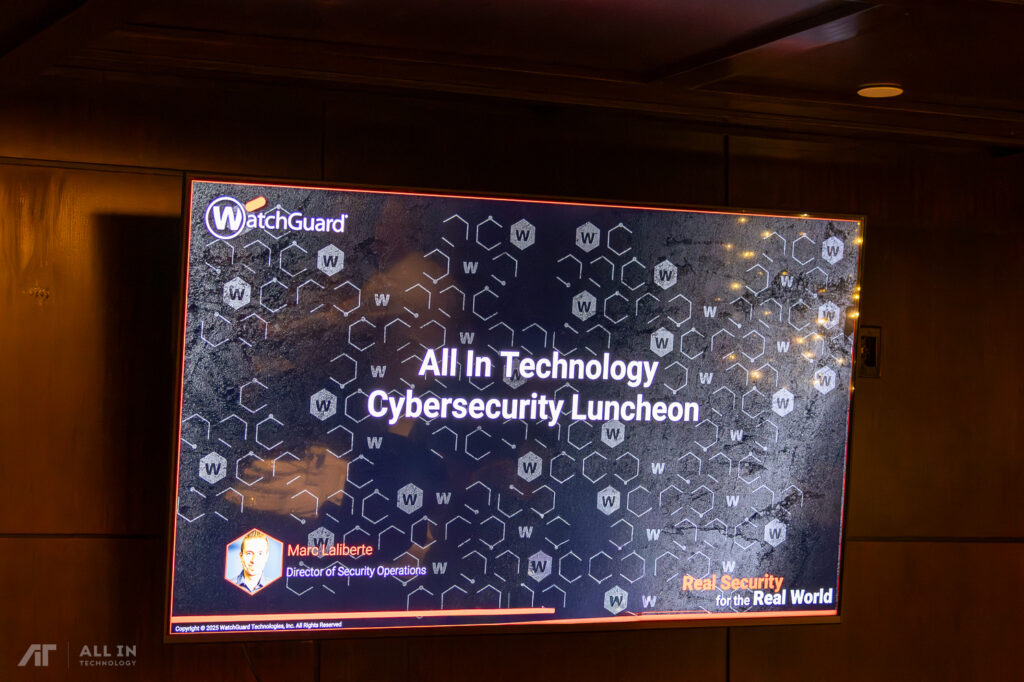 All in Technology Cybersecurity Luncheon Denver sign