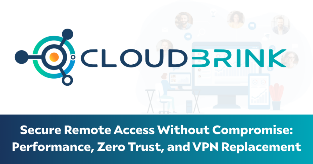Cloudbrink secure remote access, zero trust, VPN replacement with All In Technology Partner logo