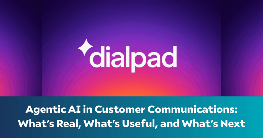 Dialpad Agentic AI with colored gradient background partnering with All In Technology provider