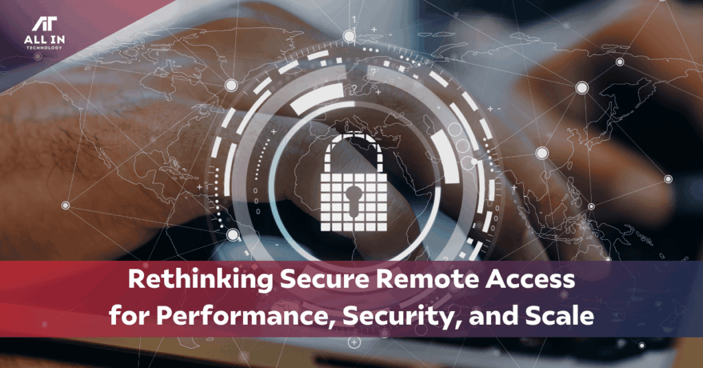 A worker logging in remotely through Cloudbrink secure remote access provided by All In Technology managed services MSP