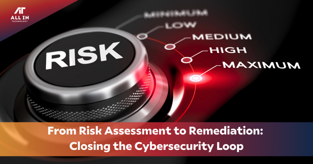 Risk assessment knob turned to maximum with red light from All In Technology cybersecurity risk team